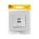 Socket with USB-A + usb-C connectors, 2.1 A, 5V, TOT GLOSSY GLASS, Hidden, glass, silver 10439