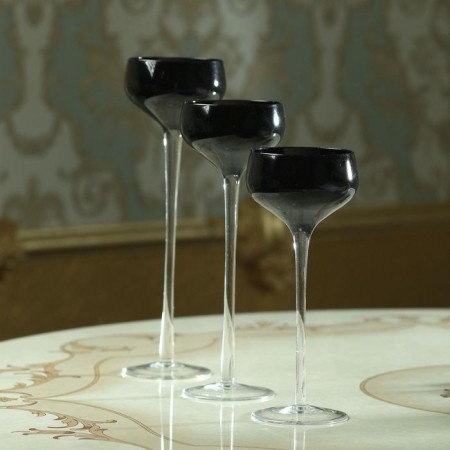 Glass candlestick set 3 pcs "Universe" height 26cm, 23 cm, 20 cm-1