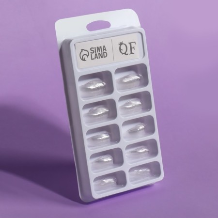 Tips for nail extension, 100 pcs, oval shape, full coating, in a container, color transparent color-4