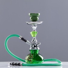 Hookah Flower Fields, 26 cm, 1 pipe and flask-shaw green, silver mine