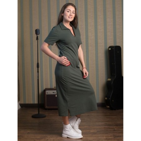 Women's dress, size 50, khaki color-1