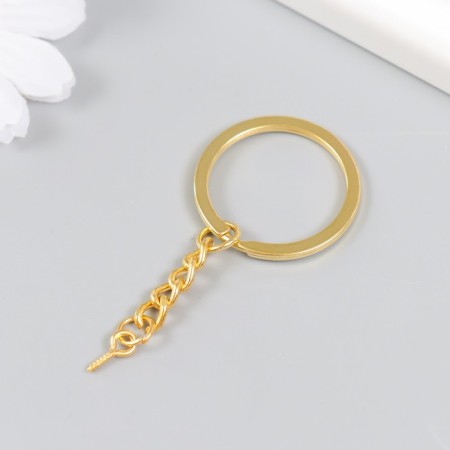 The base for the key fob Ring metal with a chain and screw gold 3x6.4 cm-1