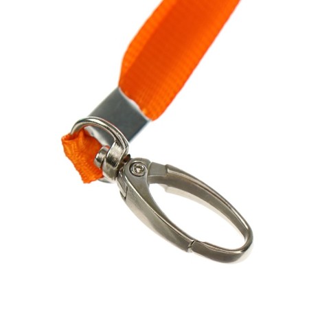 Badge tape width-9 mm, length-80 cm with a wide metal carbine, orange-1