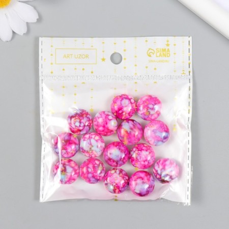Beads for creativity plastic "Marble. Fuchsia" set of 15 pcs 1.7x1.7x1 cm-3