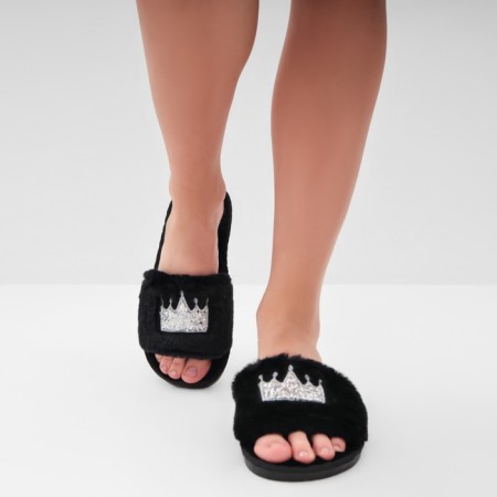 Women's slippers with open nose size 40-41, black color-4
