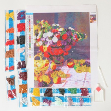 Diamond mosaic with partial filling on the canvas "Summer Still Life", 30 x 40 cm-6
