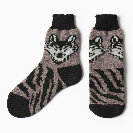 Men's woolen socks "Siberian wolf", beige color, size 25