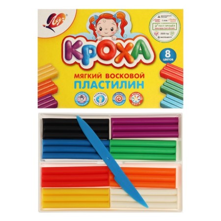 Plasticine soft (wax), 8 colors, 120 g, "crumb"