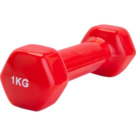 Rubberized dumbbell bradex SF 0159, red, 1 kg