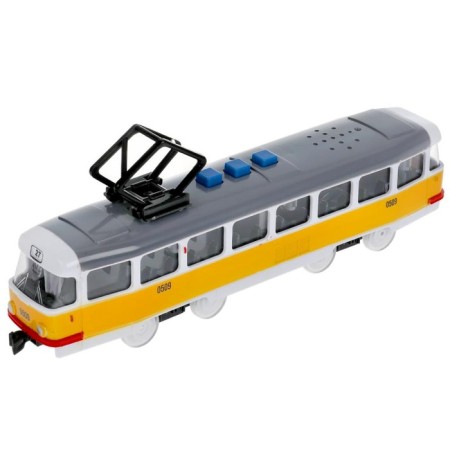 Model "Tram", 21.5 cm, 3 buttons, light light, inertia, yellow color-1