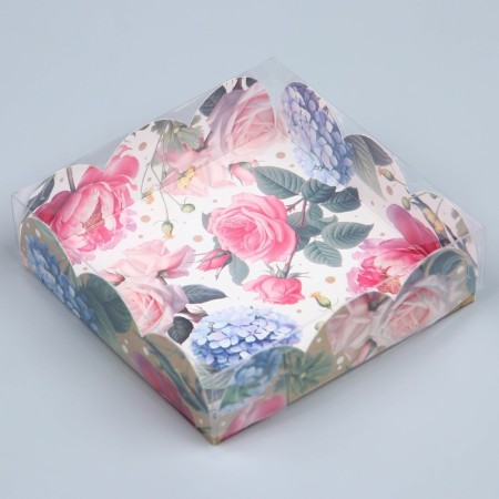 Cookie box, confectionery packaging with PVC lid, “for you”, 10.5 x 10.5 x 3 cm-1
