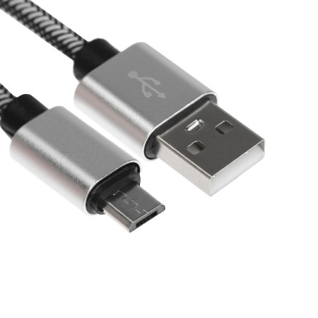 MicroUSB cable - USB, 2.1 a, nylon braid, 1 meter, silver