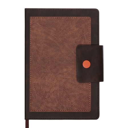 The diary is notathered, A5, 140l, cage, region, on the button, gray/brown