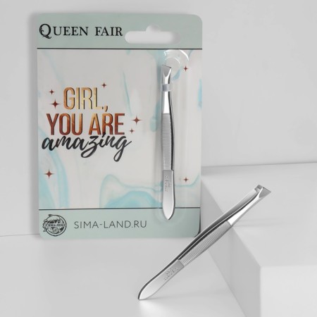 Pinzet "You are amazing" beveled, narrow, 9 cm, on the blister, silver color
