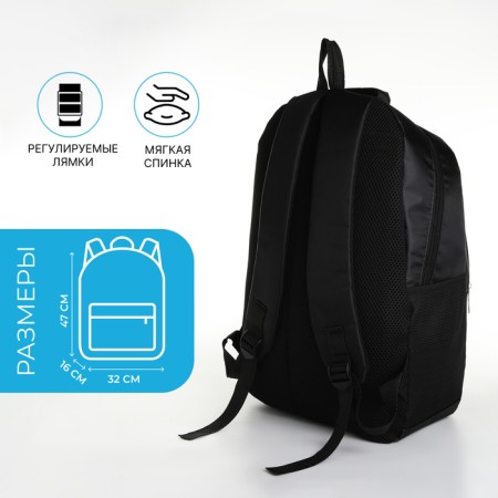 Youth backpack on a zipper, 4 pockets, black/blue color-1