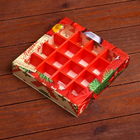 New Year. Box of 16 sweets, 17.7x17.7x3.8 cm, confectionery packaging-2