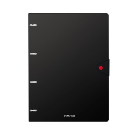 Notebook on A4 rings, 80 sheets in a cage, Erichkrause Accent, with a plastic cover on a button, an offset block, mix-6