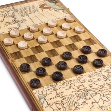 Wooden backgammon large, with “sea” checkers, board game, 60 x 60 cm, mix-2
