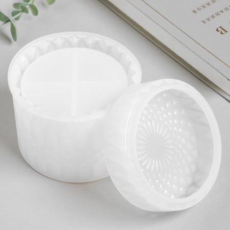 Mold Silicon "Casket Round Disorder" with a lid of 9.8x9.8x9.4 cm-1