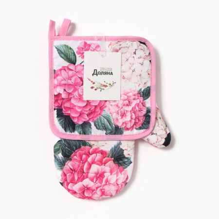 Kitchen "hydrangea" mittens-seizure 20x27cm, selection of 17x17cm 100% p/e-4