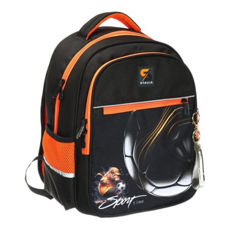School backpack, 40 x 33 x 19 cm, ergonomic back, Stavia "Football", Blackr-1