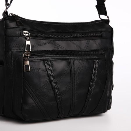 Female bag on one shoulder, on a zipper, black color-3