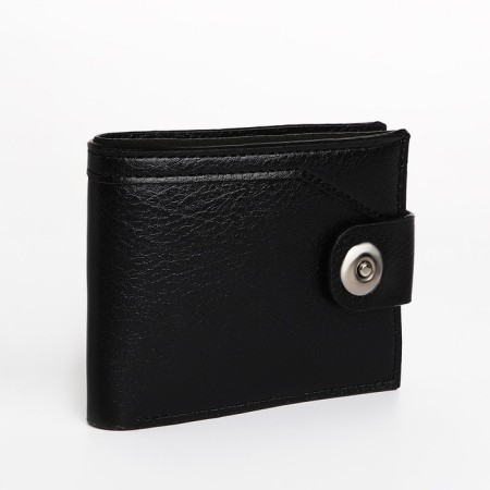 Male purse for magnet, department for bills, for maps, for coins, black color
