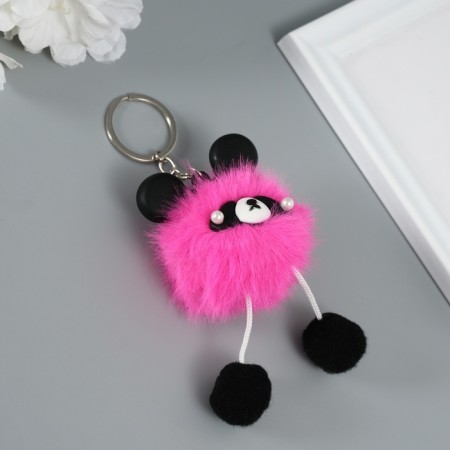 Fluffy on the ring "Panda Modnik" Pink 9x6x6 cm-2