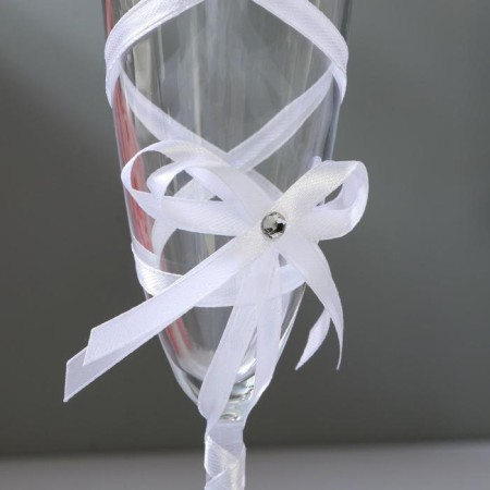 A set of wedding glasses for whipping with a tape, 0.2 l, 2 pcs., White-1
