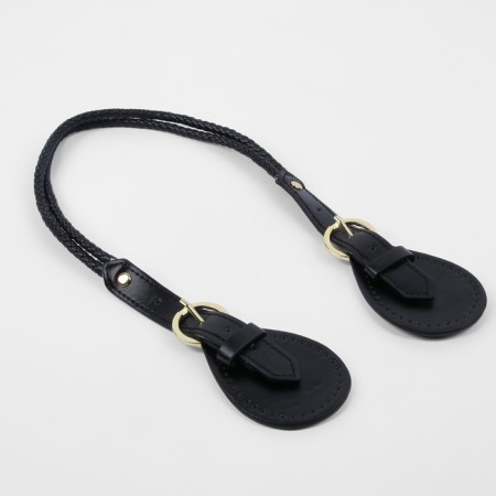 Handle for bags, cords, 60 × 1.8 cm, with sewing loops 5.8 cm, black/gold color-2