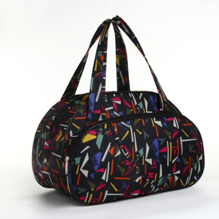 Road bag, lightning department, external pocket, black/multi -colored color