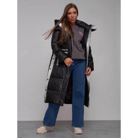 Coat insulated winter female, size 42, black color-16
