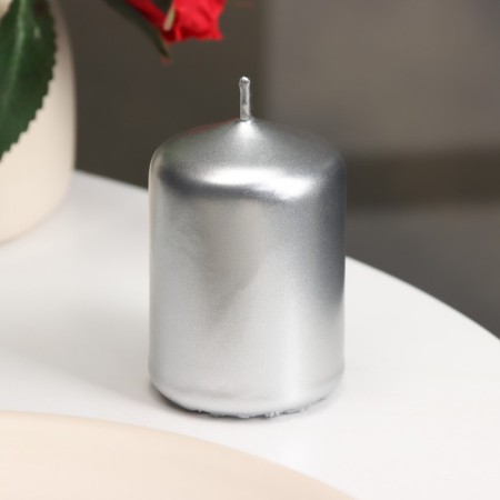 Candle - cylinder, 4x6 cm, 9 hours, silver-1