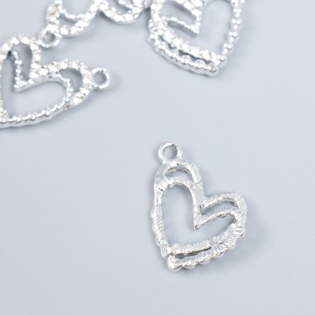 Decor for creativity metal, rhinestones "Two hearts" silver 2x2 cm-1