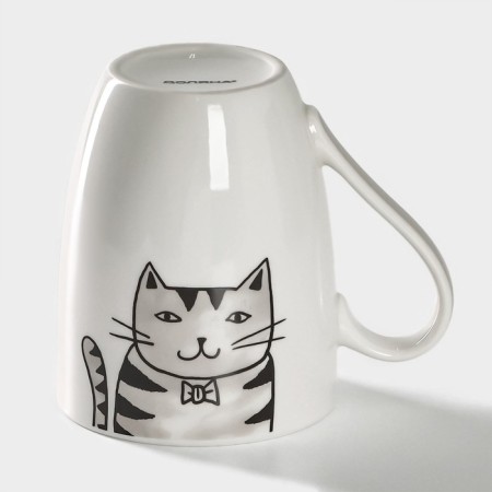 Porcelain share mug "Kis-kis-Mau", 350 ml, white color-2