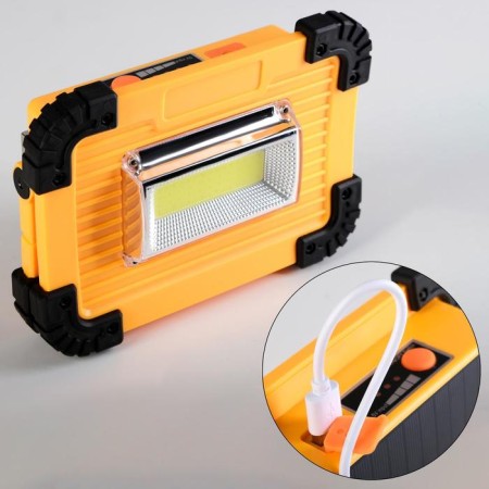 LED spotlight, 15 W, 2400 mAh, solar panel, USB, charging for phone