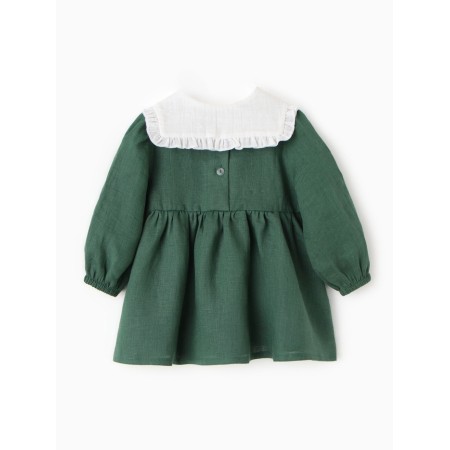 Dress with collar crumb I am Linen, 86-92, Green-5