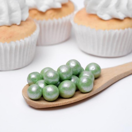 Sprinking confectionery "pearls", green, 12 - 13 mm, 50 g-3