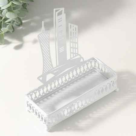 Standing interior metal "City" White 6.3x14.5x18.5 cm-4