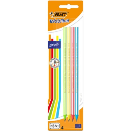 A set of pencils of black -graphic 4 pieces "Evolution Stripes", HB, strips-7