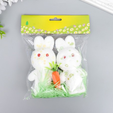 Decor "Zaychat in sprinkling with carrots and grass" set 12 cm-3