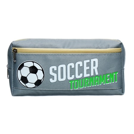 School Penal on the zipper Calligrata "Football", 2 departments, gray-1