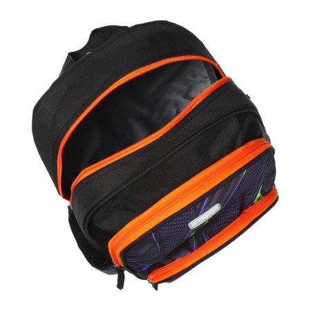 School backpack 38 x 27 x 17, ergonomic back, Devente Attomex Basic, Football, Black 7033442-9