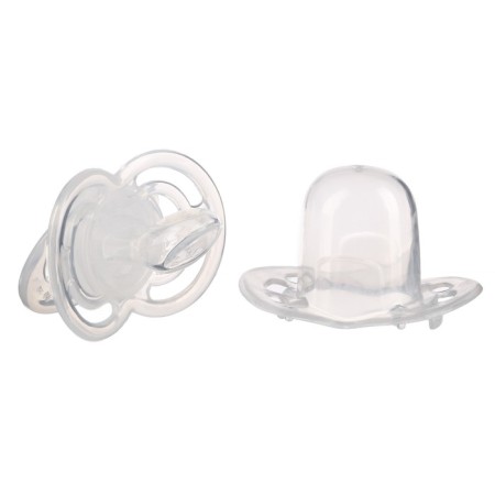 Nipple is an orthodotynic dummy, with a cap, +12 months, white transparent-2