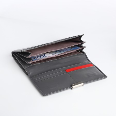Women's wallet on magnet, gray color-4