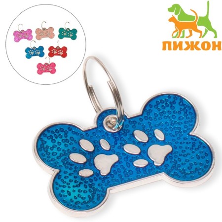 Tarry for engraving "Bone with paws", 3 x 1.5 cm, packing 6 pcs, mix of flowers