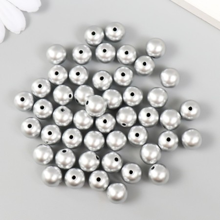 Set of beads "needlework" plastic, diameter 10 mm, 25 g, silver-1
