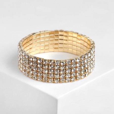 Bracelet with rhinestones "ice" 5 rows, white color in gold, d = 7.5 cm-3