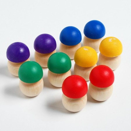 Mushroom Mushroom account, 10 pcs., With colored hats, size 1 pc: 4.2 × 2.8 cm, color mix