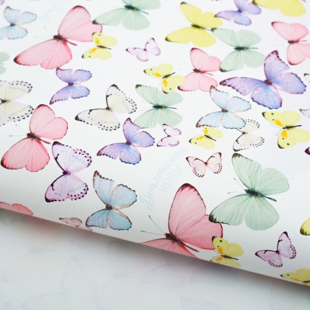 Glossy packaging paper "Light butterflies", 70 x 100 cm